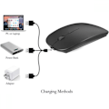 Miniatyrbillede 3 af 5: Genopladelig, lydløs trådløs mus, bærbar USB, slank, selvlysende sort mus til bærbar computer, Mac, PC