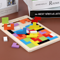 Miniatyrbillede 3 af 5: 0,6 cm Træ Tetris, Puslespil Byggeklodser til Børns Tidlige
