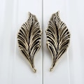 Miniatyrbild 5 av 5: Set med 2 Möbelknoppar i Brons, Lövformade, Art Deco Zink-Legering