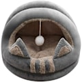 Miniatyrbild 1 av 5: Katthus Design Kattohr Katthus med katt-hål pompom sammet