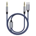 Flätat nylon USB C & 3,5 mm jack till 3,5 mm jack ljudadapter Aux-kabel