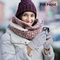 Miniatyrbillede 5 af 6: (Pink, Grå) 2 par dame vinter touch screen handsker, varme strikhandsker, elastiske manchetter, vinter tekstbesked handsker med tyk
