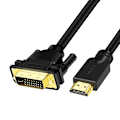 Pikkukuva 1 / 3: HDMI-A - DVI (uros) -sovitinkaapeli, kaksisuuntainen 1080P, kullattu, 1 m, yksittäispakkaus, musta
