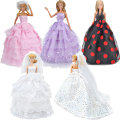 Miniatyrbild 1 av 5: 5 st Barbie Kläder Tillbehör Dockbröllopsklänning Prinsessklänning