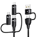 Miniatyrbillede 1 af 8: 100W USB-C Multi-opladerkabel, USAMS 4FT 5-i-1 5A Hurtig Synkroniseringsopladeradapter Nylonflettet Type-C Kabel til Bærbar/Tablet/Telefon og Mere Black 2m