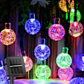 Miniatyrbillede 1 af 7: Solcelledrevne lyskæder til udendørs brug 100 LED 39,5 fod krystalglobe lys med 8 lystilstande, vandtætte solcelledrevne terrasselys til have, gårdhave, veranda Multicolor39.5FT
