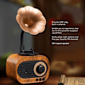 Miniatyrbild 3 av 5: Bluetooth-högtalare i retro-grammofonform, laddningsbar, bärbar, trådlös stereoradio