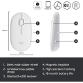 Miniatyrbillede 6 af 7: Logitech M350 Pebble Trådløs Mus med Bluetooth eller 2.4 GHz Modtager, Lydløs, Slank Computermus med Stille Klik White