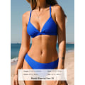 Miniatyrbillede 3 af 5: WJSMBikini Set til kvinder Todelt badedragt V-hals lavtaljet krydsryg selvbindende spaghettistropper Cobalt Blue L
