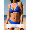 Pikkukuva 3 / 5: WJSMBikini Set naisille Kaksiosainen uimapuku V-kaula-aukko matalavyötäröinen ristikkäin selkä itse solmittavat spagettihihnat Cobalt Blue XL
