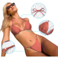 Miniatyrbillede 7 af 9: WJSMSexy Bikinier til kvinder 2-delt bikini med spaghettistropper badedragter ensfarvet badetøj trekant badedragt Red Bean Paste L