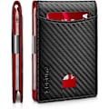 Miniatyrbild 1 av 6: Smal Pengklämma Plånbok för Män RFID-Blockering 11 Kortplatser Minimalistisk Liten Läder Plånbok för Män Frontficka Presentask Carbon Black n Red