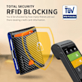 Miniatyrbild 5 av 6: Smal Pengklämma Plånbok för Män RFID-Blockering 11 Kortplatser Minimalistisk Liten Läder Plånbok för Män Frontficka Presentask Carbon Black n Blue