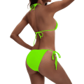 Miniatyrbillede 2 af 6: WJSM Dame 2-delt badedragt Halter String Bikini Justerbar badedragt med polstring Fluorescent Green M