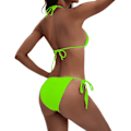 Miniatyrbillede 2 af 6: WJSM Dame 2-delt badedragt Halter String Bikini Justerbar badedragt med polstring Fluorescent Green S