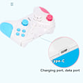 Miniatyrbillede 4 af 9: Trådløs Spilcontroller med 4 Programmerbare Knapper, 6-Akset Sensor, USB-Controller til Konsol, Pink Blå