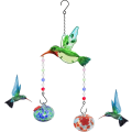 Miniatyrbild 1 av 6: Kolibrimatare, Handblåst Glas Kolibrimatare för Utomhus Hängande med Hängande Ornament Kolibri (Grön)