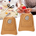 Miniatyrbillede 1 af 5: 2 stk Læder Mynt Thimble Pad DIY Håndværk Kødkvægslæder Fingerbeskyttere til Syning Quilting