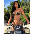 Miniatyrbillede 4 af 6: WJSM Dame 2-delt badedragt Halter String Bikini Justerbar badedragt med polstring Leopard S