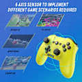 Miniatyrbillede 7 af 7: Bluetooth-controller til Switch/PC/Steam/Apple Arcade MFi-spil osv., Switch Pro-controller trådløs med justerbar dobbeltbevægelse, Turbo, Makroer, 6-akset Yellow