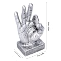 Miniatyrbillede 2 af 6: Harpiks Finger Statue OK Geste Skulptur Skrivebords Pynt Hjem Retro Dekoration Silver