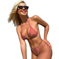 Pikkukuva 3 / 9: WJSMSexy Bikinit naisille 2-osainen bikinit Spagettihihnat Uimapuvut Yksivärinen Uimapuku Kolmio Uimapuku Red Bean Paste M