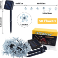 Miniatyrbilde 6 av 8: Solcelled Blomststrenglys Utendørs Vanntett 50 LED Feelyssløs Julepynt for Hage Gjerde Patio Hage Juletre, Hjem, Plen, Bryllup White