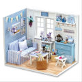 Miniatyrbilde 2 av 5: DIY Dukkehjem Miniatyr Dukkehjem Treleker For Barn Bursdagsgave Blue