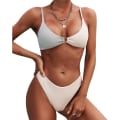 Pikkukuva 1 / 6: WJSM Naisten Ribattu O-rengas String Bikini Uimapuku Cheeky Thong Uima-asu Kaksiosainen Uimapuku Grey-11 M