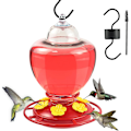 Miniatyrbillede 1 af 7: Kolibri Foderautomat, Plastik 40 oz Hængende Kolibri Foderautomater til Udendørs Myre- og Bi-Sikker med 6 Blomst Foderporte til Havegård, Nem at Rengøre