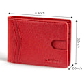 Miniatyrbillede 3 af 5: Mænds Tegnebøger 15 Kort Holder Slank RFID Læder 2 ID Vindue Med Gaveæske Mænds Tilbehør A pure red
