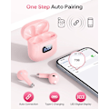 Pikkukuva 2 / 6: Langattomat kuulokkeet, Bluetooth 5.3 kuulokkeet 40 tunnin soittoaika latauskotelolla, IPX5 vedenkestävä stereokuulokkeet mikrofonilla iOS:lle ja Androidille Pink
