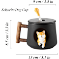 Miniatyrbilde 3 av 6: Søt Hundepar Kopper, Keramisk Kaffe Kanne med Lopp, Søte Poter på Toppen av Skjeen, Søt Shiba Inu Tredimensjonal Design, med Matt Tekstur Green Tail