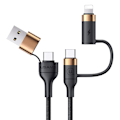 Miniatyrbilde 1 av 7: USB-C Multi Rask Ladingskabel PD 60W Nylonflettet Kabel 4-i-1 3A USB/C til Type C/Telefon Rask Synkronisering Laderadapter 1,2 meter