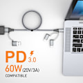 Miniatyrbild 5 av 7: 5-i-1 USB-C Multi Snabbladdningskabel PD 60W 3A Datakabel Nylonflätad Sladd USB A/C till Typ C/Micro/iPhone Adapter QC Snabbladdning 1 meter