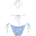 Miniatyrbillede 2 af 4: WJSM Dame Trekantet Bikini String Badetøj Print Binde Smocked Ruched Todelt Badedragt Sæt Sky Blue M
