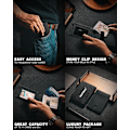 Miniatyrbild 2 av 5: Smal Pengklämma Plånbok för Män RFID-Blockering 11 Kortplatser Minimalistisk Liten Läder Plånbok för Män Frontficka Presentask HERM NEW-Palm Lines Black