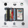 Miniatyrbillede 2 af 6: Taktisk minimalistisk pung til mænd, slank RFID-blokerende metal kortholder, forlomme Menu2019s læder Dapper Bifold pung med pengeseddelklemme Tree Pattern Grey