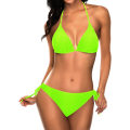 Miniatyrbilde 1 av 5: WJSM Kvinners Triangle Bikinisett Halter Todelt Sexy Badedrakt String Tie Side Badedrakt Neon Green M