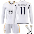 Miniatyrbild 1 av 2: Real Madrid Hemmafotbollströja Långärmad Set Barn Fotbollsutrustning 23-24 No.7 Vini M