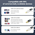 Miniatyrbild 4 av 8: USB-C till Multiladdningskabel, USAMS 100W 4FT 5A Typ C till Typ C Snabbladdningskabel med LED-display 5-i-1 C/A till C/Micro/IP Synkroniseringsladdningsadapter White 2m