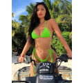 Miniatyrbillede 5 af 6: WJSM Dame 2-delt badedragt Halter String Bikini Justerbar badedragt med polstring Fluorescent Green M