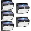 Miniatyrbillede 1 af 7: Solcelle Udendørs Lys, [138 LED/5 Pakker] Solcelle Bevægelsessensor Sikkerhedslygter med 3 Lystilstande Trådløse Solcelle Væglygter Vandafvisende Solenergi Cool White5
