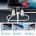 Miniatyrbild 8 av 8: USB-C till Multiladdningskabel, USAMS 100W 4FT 5A Typ C till Typ C Snabbladdningskabel med LED-display 5-i-1 C/A till C/Micro/IP Synkroniseringsladdningsadapter White 2m