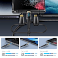 Miniatyrbild 7 av 8: USB-C till Multiladdningskabel, USAMS 100W 4FT 5A Typ C till Typ C Snabbladdningskabel med LED-display 5-i-1 C/A till C/Micro/IP Synkroniseringsladdningsadapter Black 2m