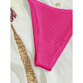 Pikkukuva 4 / 7: WJSM Naisten Halter-solmiosivut Kolmiobikinit Sarja korkea Leikkaus 2-osainen Bikini Uimapuku Uimapuku Hot Pink Solid M