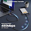 Miniatyrbild 6 av 8: USB-C till Multiladdningskabel, USAMS 100W 4FT 5A Typ C till Typ C Snabbladdningskabel med LED-display 5-i-1 C/A till C/Micro/IP Synkroniseringsladdningsadapter Black 2m