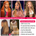 Miniatyrbillede 5 af 8: Ombre Højlys Lace Front Paryk Menneskehår 180% Tæthed Honningblond Lace Front Paryk Glat 13x4 Transparent Lace Limfri Paryk 4/27 Farvet Paryk Pre P Frontal Ombre Highlight Wig 20 Inch