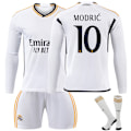 Miniatyrbild 1 av 2: Real Madrid Hemmafotbollströja Långärmad Set Barn Fotbollsutrustning 23-24 No.8 Kroos XL