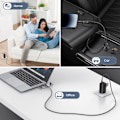 Miniatyrbild 8 av 8: USB-C till Multiladdningskabel, USAMS 100W 4FT 5A Typ C till Typ C Snabbladdningskabel med LED-display 5-i-1 C/A till C/Micro/IP Synkroniseringsladdningsadapter Black 2m